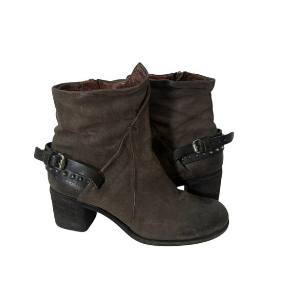 Gray A.S.98 Gray Distressed Heeled Ankle Boots 39 US 8,5 - Picture 5 of 9